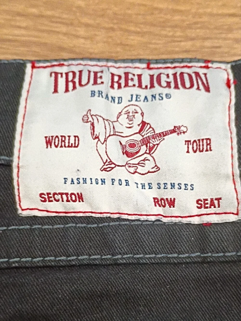 True Religion Ricky Relaxed Straight Flap Pocket Black Jeans Men's Size 34x32